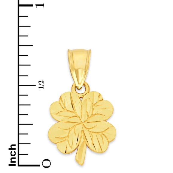 Solid 14k Gold Clover Pendant - Good Luck Jewelry Gifts for Her - Picture 4 of 5